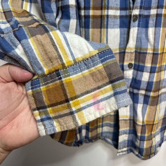 George Plaid Blue Button Front Long Sleeve Shirt Men's L (42-44) - Picture 3 of 6